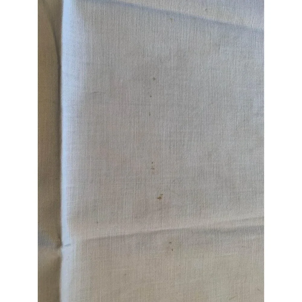 Hand Embroidered Cotton Floral Towel Vintage Cream Blue & Orange Accents